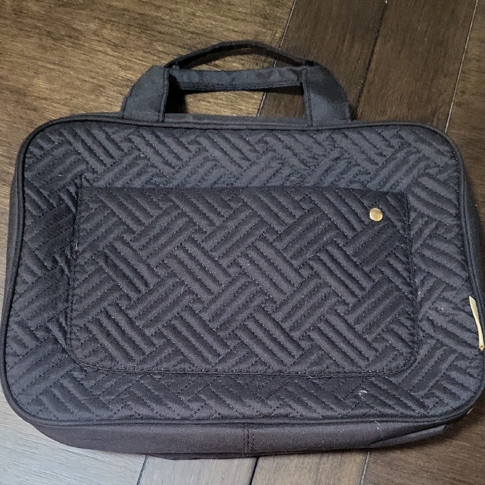 Elegant Black Quilted Laptop Bag
